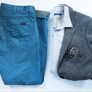 7 for all Mankind Teal Straight Chino Pants